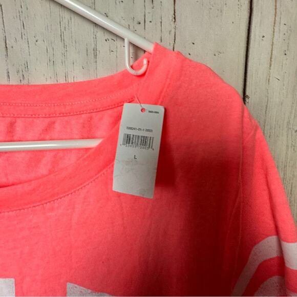 GAP Women’s Short Sleeve Neon Color With White Stripe Graphic Crew Neck Sz L NWT - Picture 5 of 6